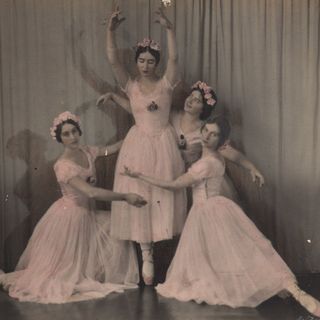 The Divertissement 'Pas de Quatre' by pupils of the Misses Hollinshed & Danaher School of Dancing. Circa early 1930s