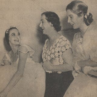 Peggy Sager of the Borovansky Ballet with Phyllis Danaher (centre) and Meryl Hughes.