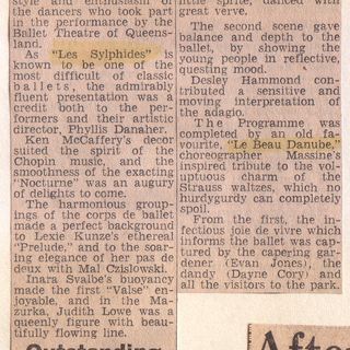 Review by Constance Cummins in The Courier Mail, October 28, 1970. Courtesy Kathryn Brown née Hanger.