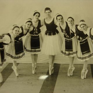 Judith Lowe and 'Coppelia' cast members. Courtesy Dayne Cory Collection, SLQ.