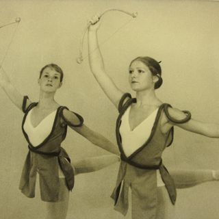 Cheryl Boorman (on right) leading the Nymphs of Diana in 'Sylvia'.Courtesy Dayne Cory Collection, SLQ.