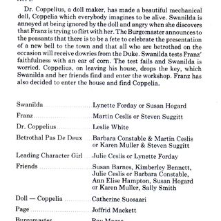 'Coppelia' synopsis & cast