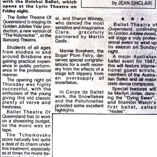 Review by Jean Sinclair in The Telegraph, 2 October 1987.
