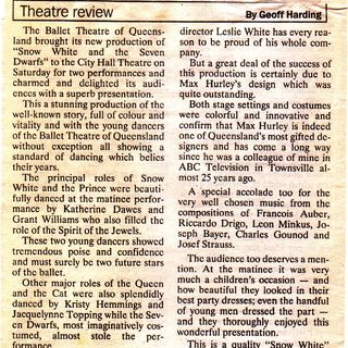Review by Geoff Harding. The Toowoomba Chronicle, 5 October 1992.