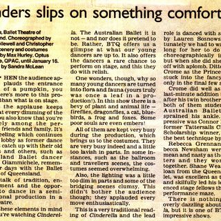 Review by Sandra McLean. The Courier Mail, 15 January 1999.