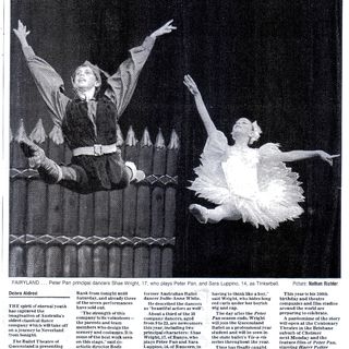 Shae Wright as Peter Pan & Sara Luppino as Tinkerbell in The Courier Mail, 15 January 2003.